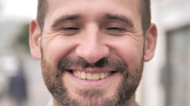 istock Close up of  Smiling Beard Casual Man Face 1344815983