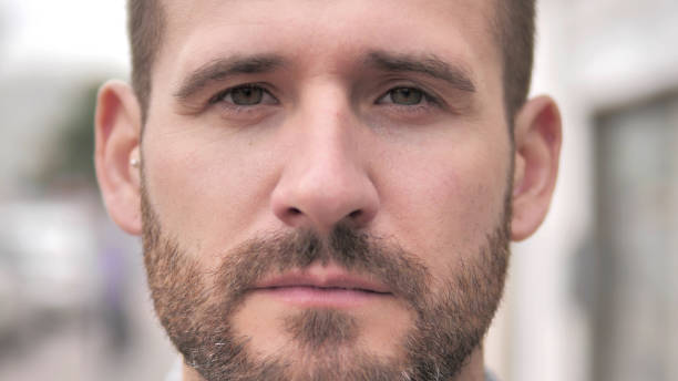 istock Close up of Beard Casual Man Face 1344817322