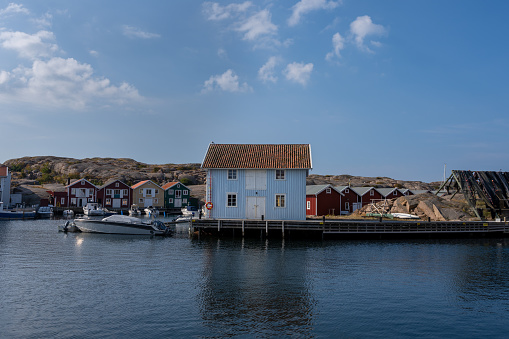 September 10, 2021 - Smogen, Sweden: The traditional Swedish West coast architecture attracts numerous tourists during the short Scandinavian summer