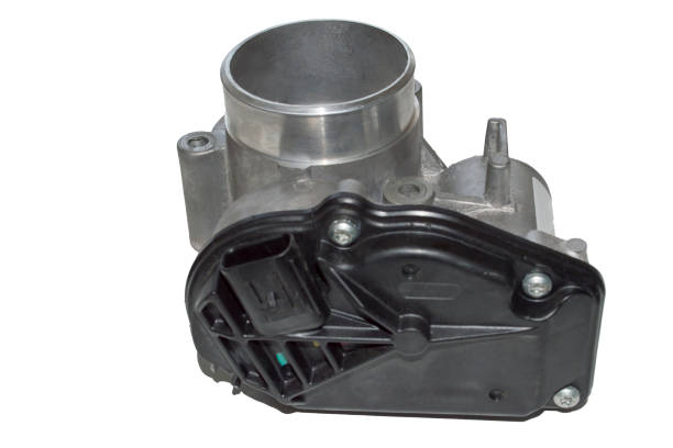 istock The throttle valve with a black plastic cover on a white background. Isolate. 1344820742