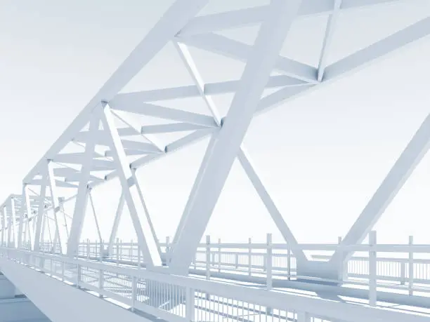 Photo of Modern truss bridge 3d model, perspective