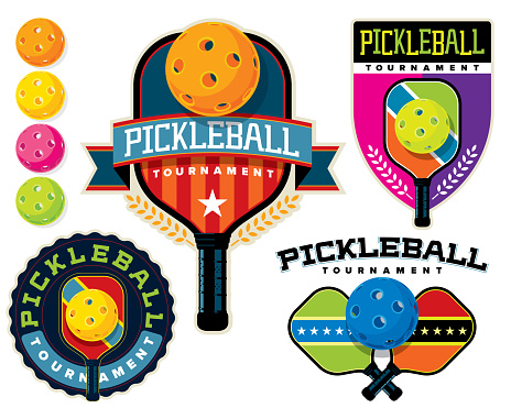 A variety of colorful vector illustrations for Pickleball Tournaments and events.