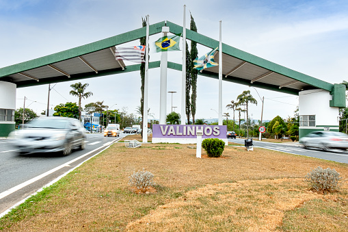 Portal of the city of Valinhos, São Paulo. Main entrance to the city.