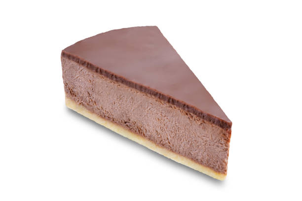 istock Chocolate cheesecake slice on a white isolated background 1344828704