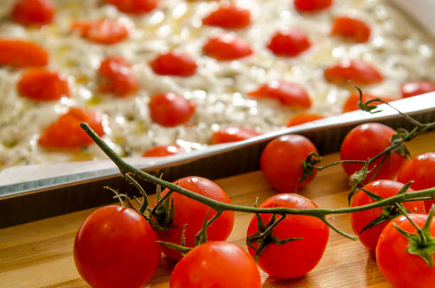 Pizza with tomatoes stock photo