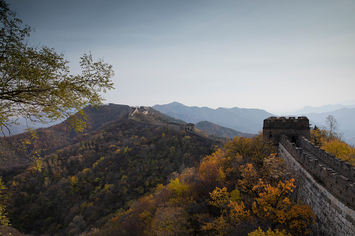 Autumn scenery at the Great Wall in China.