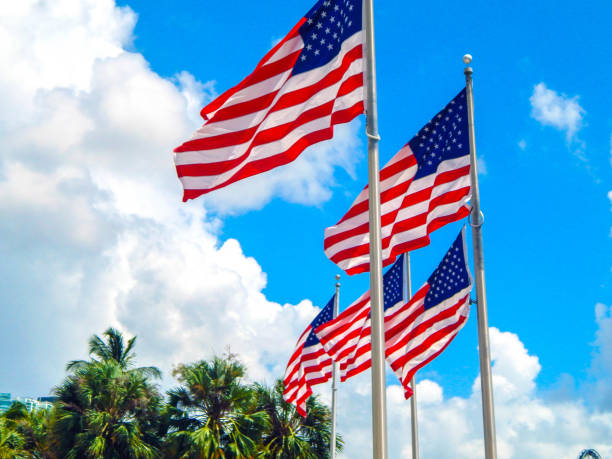 istock American flags waving in the wind 1344831408