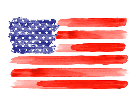 American USA watercolor flag. Vector illustration. EPS10