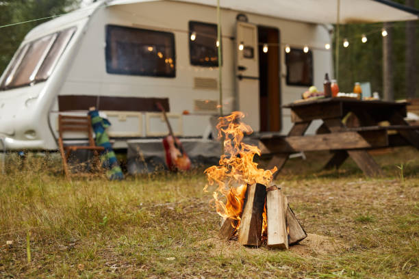 camping vr avec feu de joie - camping friendship campfire fire photos et images de collection