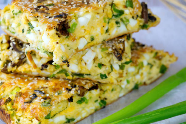 istock Pie with green onions and eggs. Homemade savory pastries 1344838361