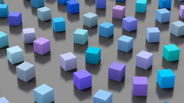 istock Colorful cubes. Gray background. Abstract illustration, 3d render. 1344839184