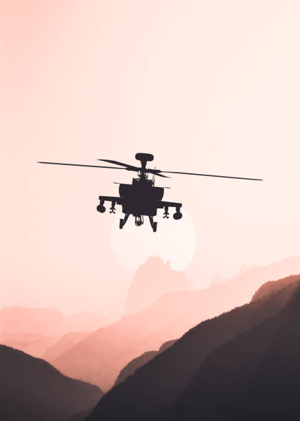 istock American attack helicopter black silhouette in flight 1344845300