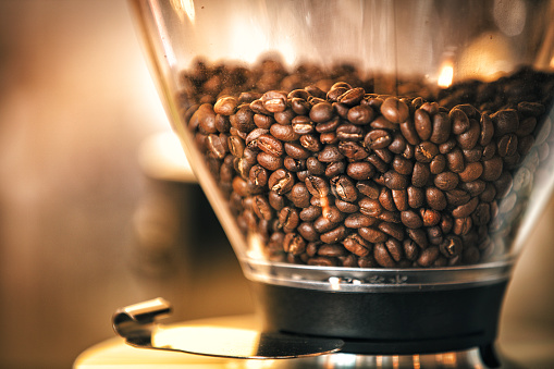 Coffee bean grain in a grind machine