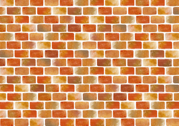 акварельный кирпич фон коричневый - paving stone stone brick wall stock illustrations
