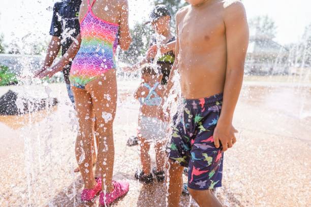 istock Summer afternoon at the splash park 1344850691