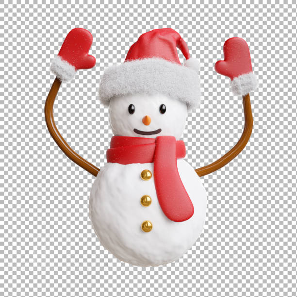 3d render of snow man with merry christmas on transparent background,clipping path