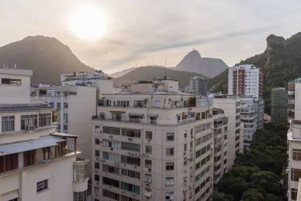 view of the Copacabana neighborhood in Rio de Janeiro Brazil.