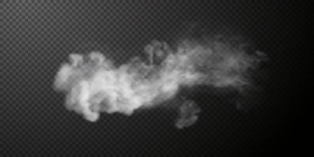 white smoke puff isolated on transparent black background. jpg. steam explosion special effect. effective texture of steam, fog, smoke jpg. vector - smoke stock illustrations