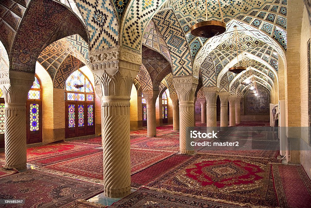 Sala di preghiera della Moschea di Nasir al-Molk, Iran - Foto stock royalty-free di Arabia