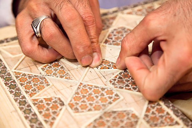 istock Proces of making traditional Persian mosaic technics khatam 134485388