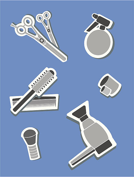 Hairdressing icons vector art illustration