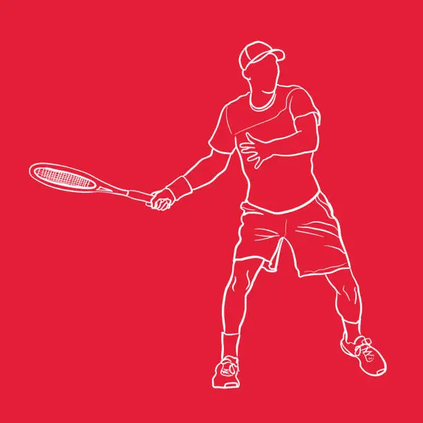 Vector illustration of Tennis Smash Serve White and Red