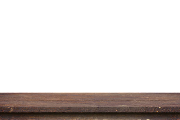 istock Empty wood table on isolate white background and display montage with copy space for product. 1344871794