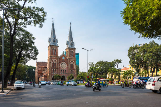 Saigon Notre-Dame Basilica in Ho Chi Minh City stock photo