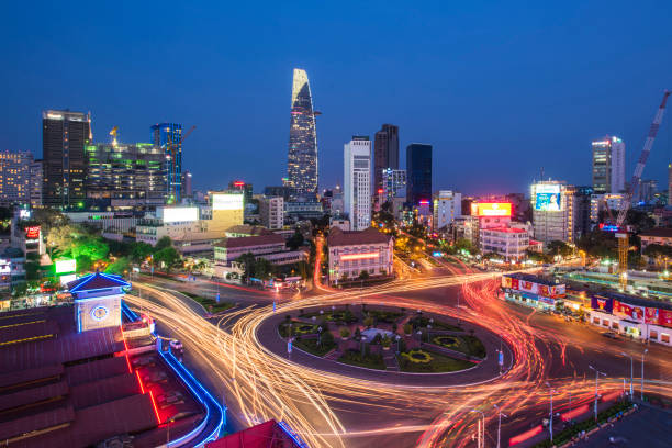 Aerial view of Ho Chi Minh City near Ben Thanh market stock photo