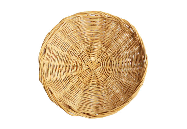 istock Empty wicker basket on white background, Top view. clipping path included. 1344875586