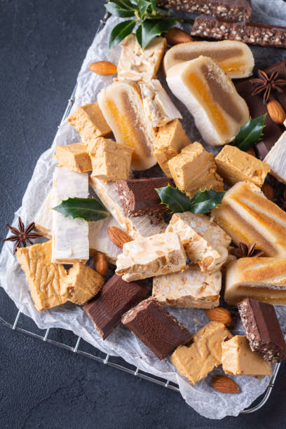 istock Typical Spanish Christmas sweets, nougat or turron 1344877454