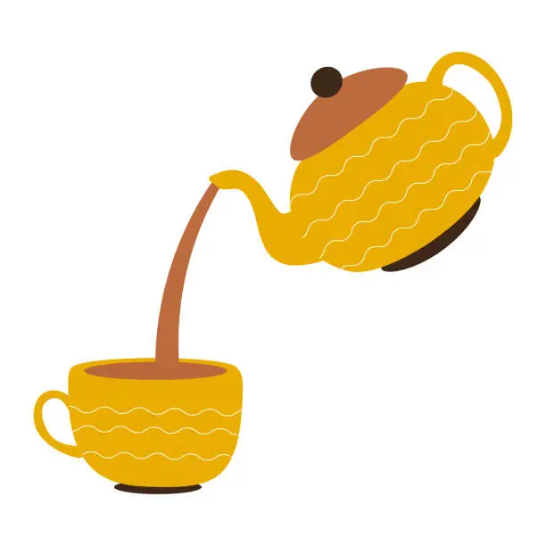 Vector illustration of A cup with a yellow teapot on a white background for use in web design