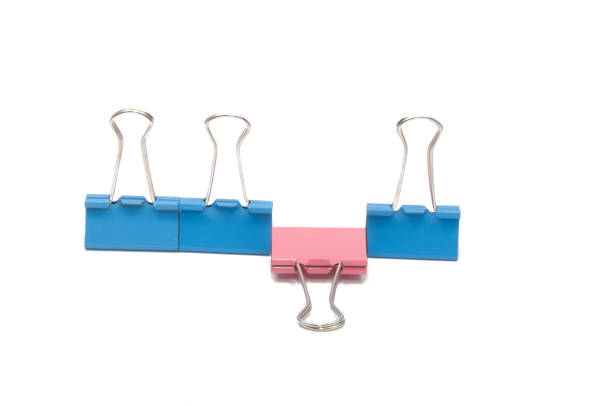 istock Paper clip different color isolated on the white background close up 1344879972