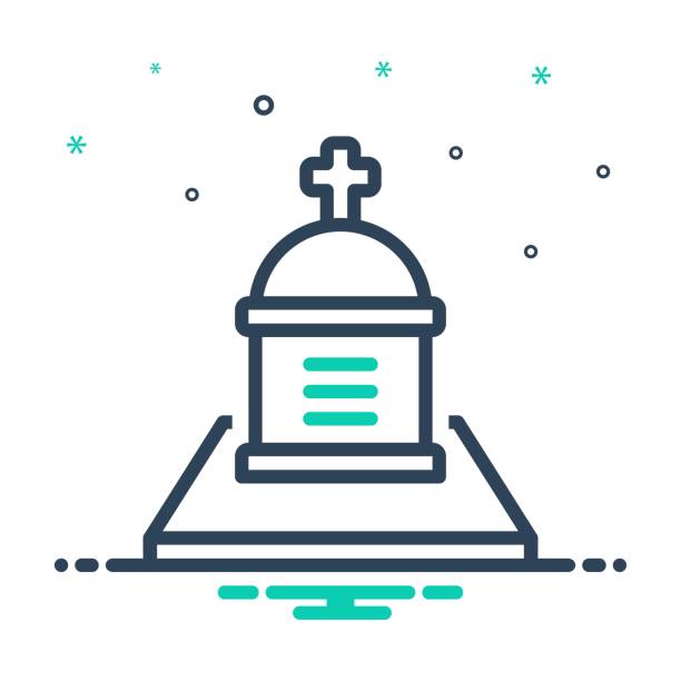 Cemetery churchyard Icon for cemetery, churchyard, necropolis, graveyard, burial place, mortuary, death funeral home logo stock illustrations