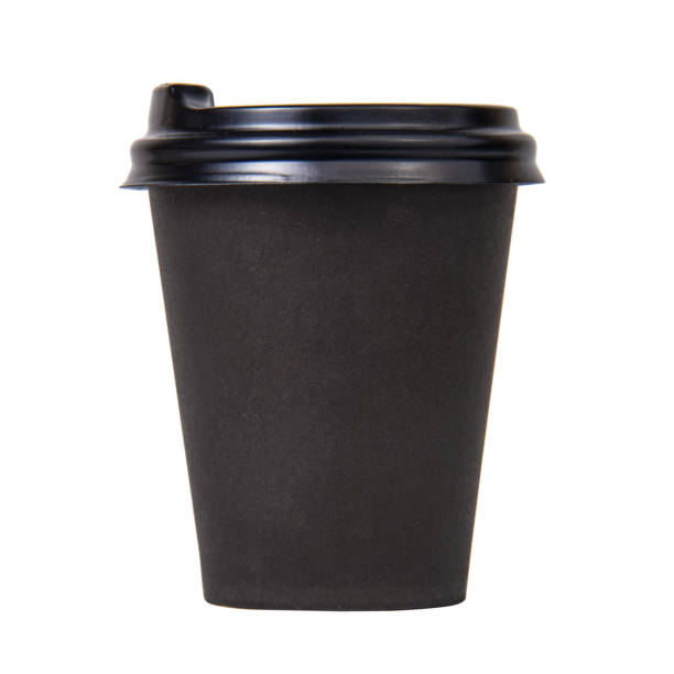 istock Black coffee paper cup for design isolated on the white background 1344883908
