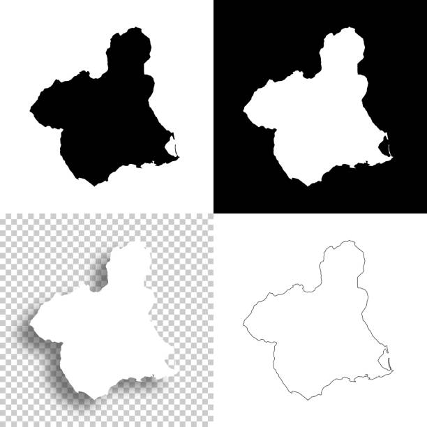 region of murcia maps for design. blank, white and black backgrounds - line icon - murcia stock illustrations