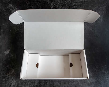 White cardboard box with packaging