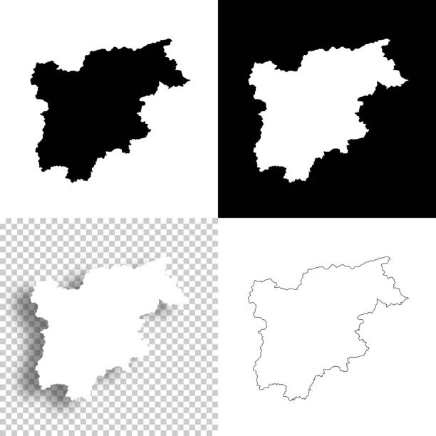 illustrations, cliparts, dessins animés et icônes de cartes trentin-tyrol du sud pour la conception. arrière-plans vides, blancs et noirs - icône de ligne - trentino alto adige