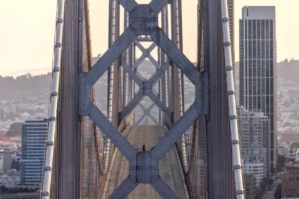 High quality stock photos of the Eastern span towers of the San Francisco Bay Bridge.