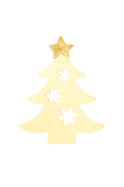 istock Wooden Christmas tree isolated on white background. 1344887841