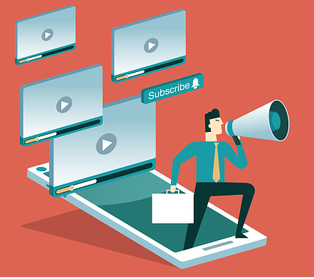 Concept of Video Subscription Marketing Model, Vlog. stock illustration