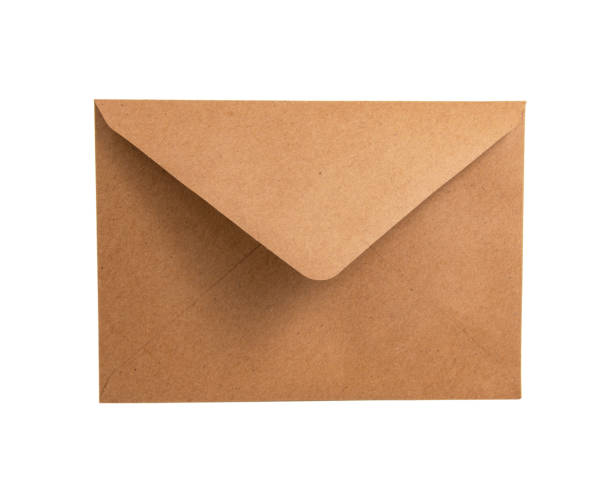 istock Craft brown paper envelope for mail isolated on the white background 1344891584