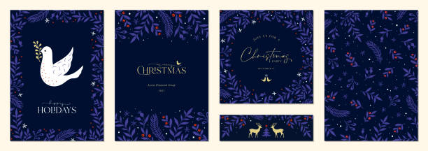 유니버설 크리스마스 templates_05 - christmas holly backgrounds pattern stock illustrations