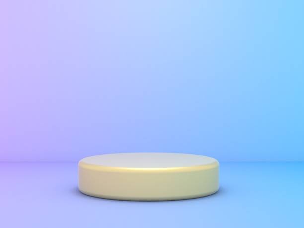 istock 3D Render of Abstract blue yellow Composition with Podium 1344903560
