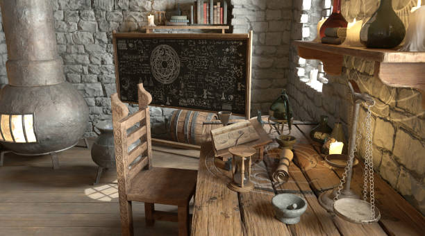 istock Fantasy alchemy laboratory 3d illustration 1344905060