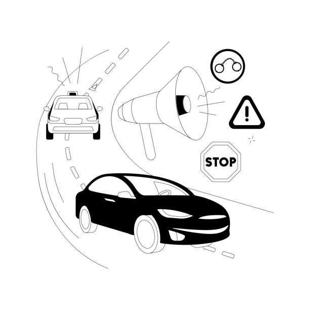 абстрактная векторная иллюстрация понятия «дорожная преступность». - driving visualization careless car stock illustrations