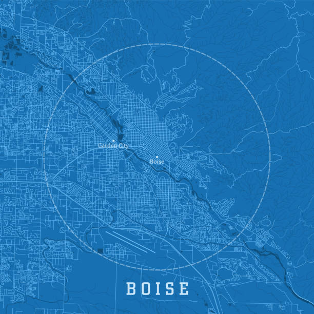 boise id город векторная дорожная карта синий текст - idaho boise map cartography stock illustrations