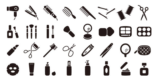 美容化粧品アイコン(フラットシルエット版) - lash curler点のイラスト素材／クリップアート素材／マンガ素材／アイコン素材