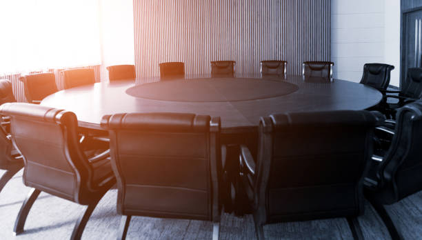 istock Conference table and chairs in modern meeting room 1344909098