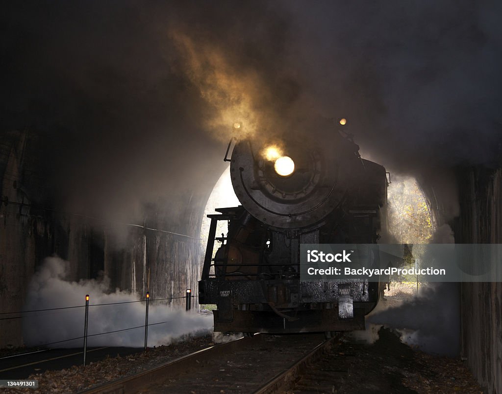 Entrée du tunnel locomotive à vapeur - Photo de Tunnel libre de droits